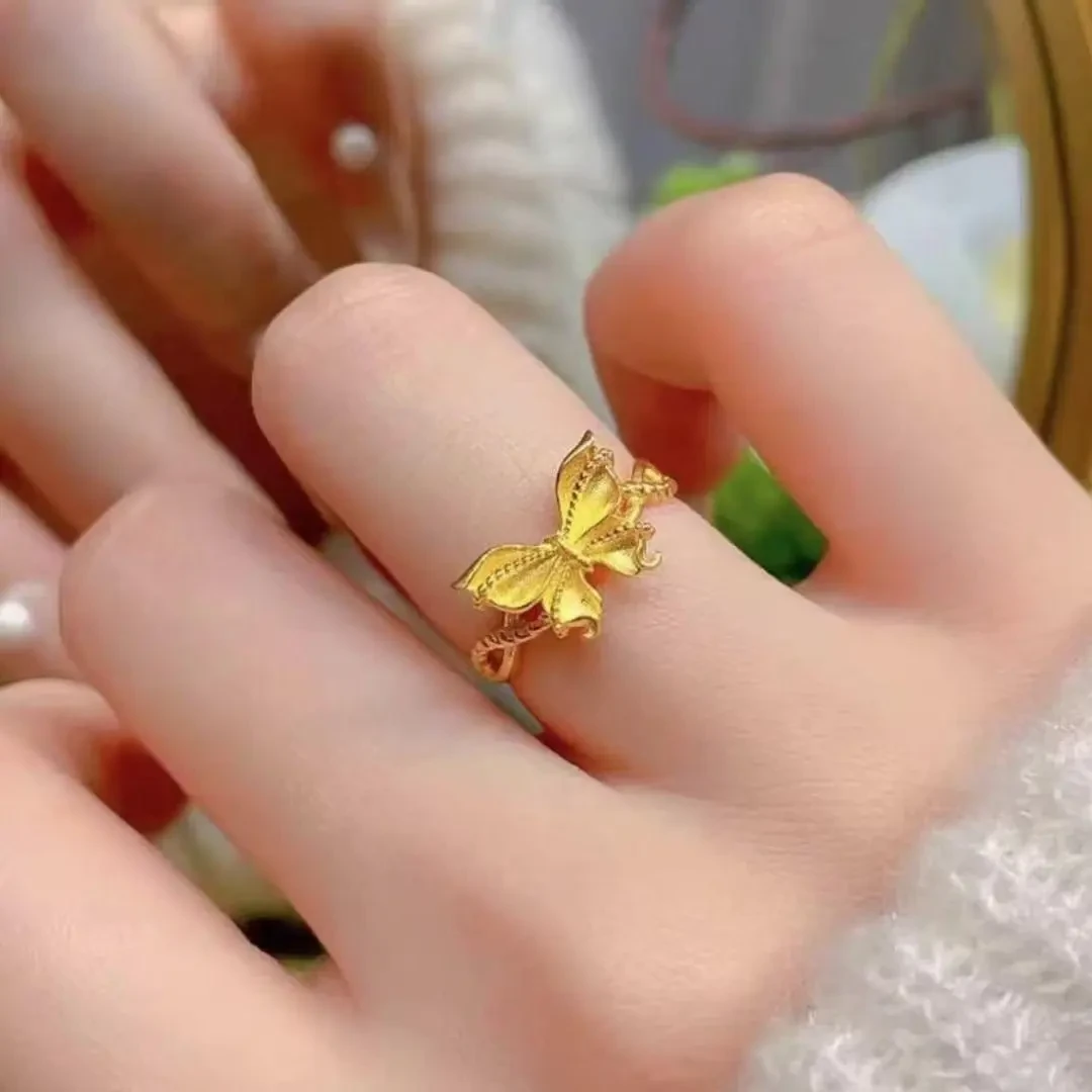 合金戒指 合金戒指 【孟加拉赤金】蝴蝶花戒 2025新款女士 气质时尚