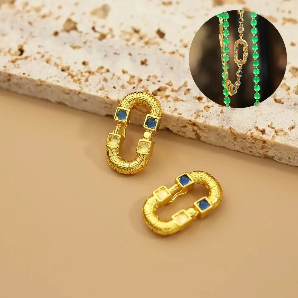 新款万能扣小米珠项链连接扣镀18k回形针金色万能扣项链扣接头