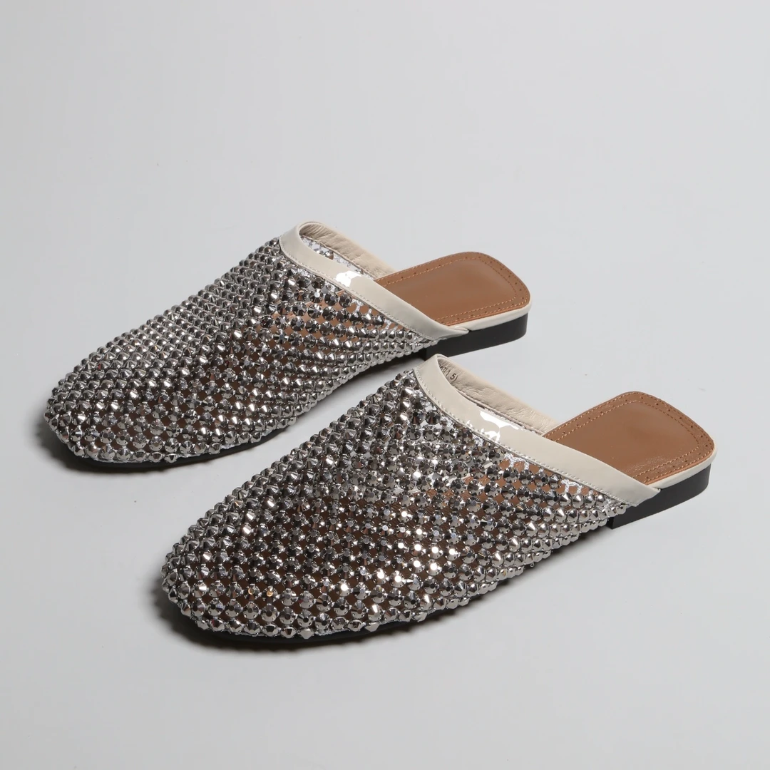 台款 防滑鞋底闪钻羊皮面超级超级软舒服的包头女拖鞋人字拖鞋