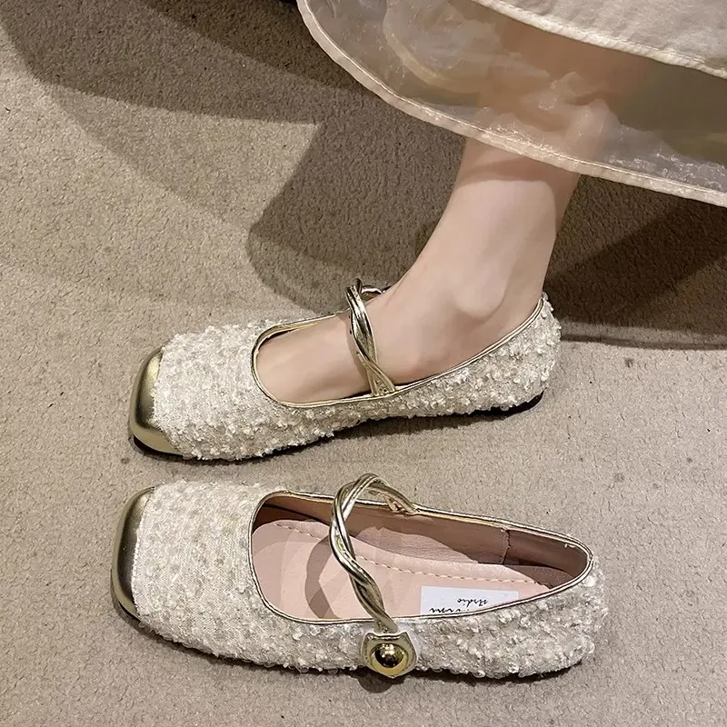 玛丽珍女鞋平底单鞋2025新款春季气质方头奶奶鞋小香风温柔晚晚鞋