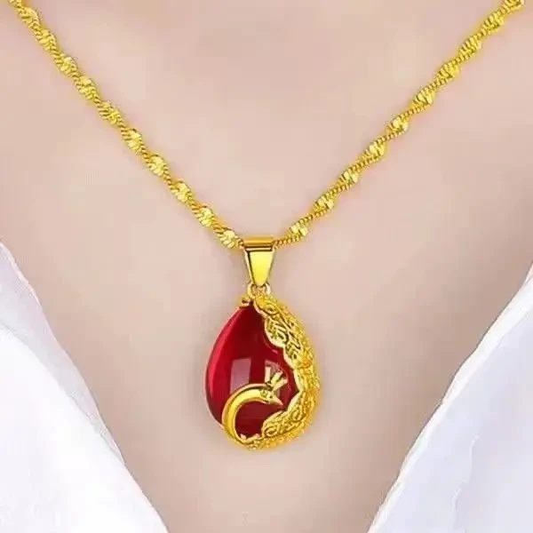 金店同款金色24k项链9999黄金色凤凰项链女复古久不掉色百搭送礼