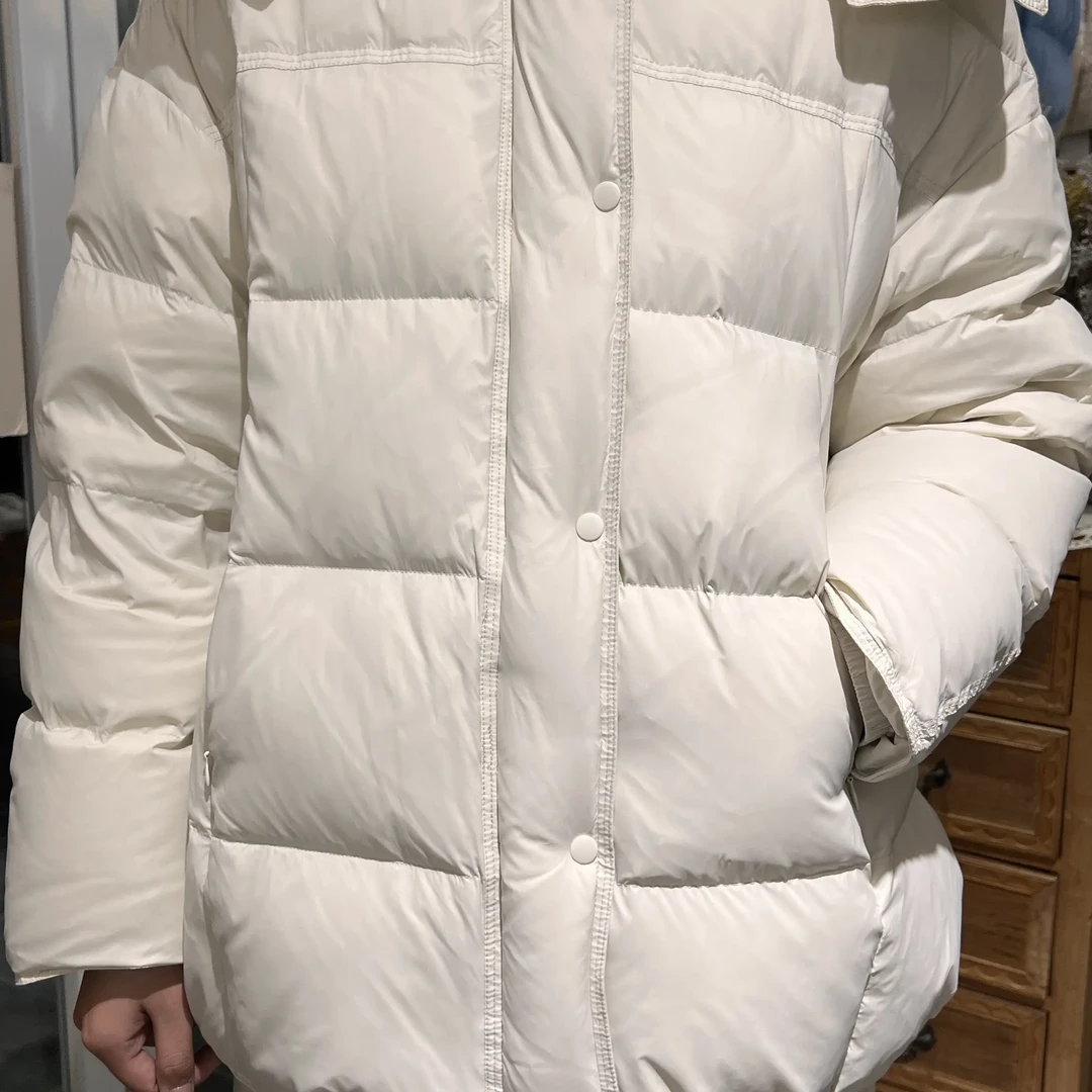 香港一诺7121新国标90白鸭绒三防布料衣长80cm宽松气质充绒191g