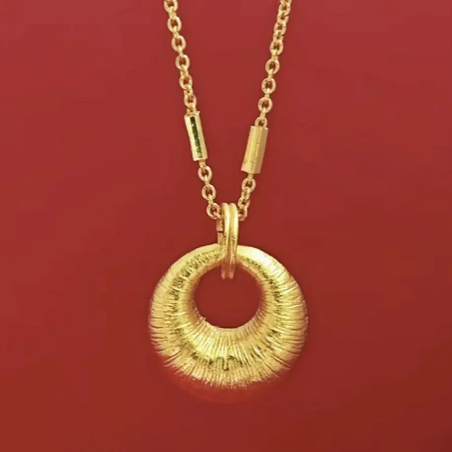 铜项链 拉丝平安扣锁骨链时尚气质百搭简约精美