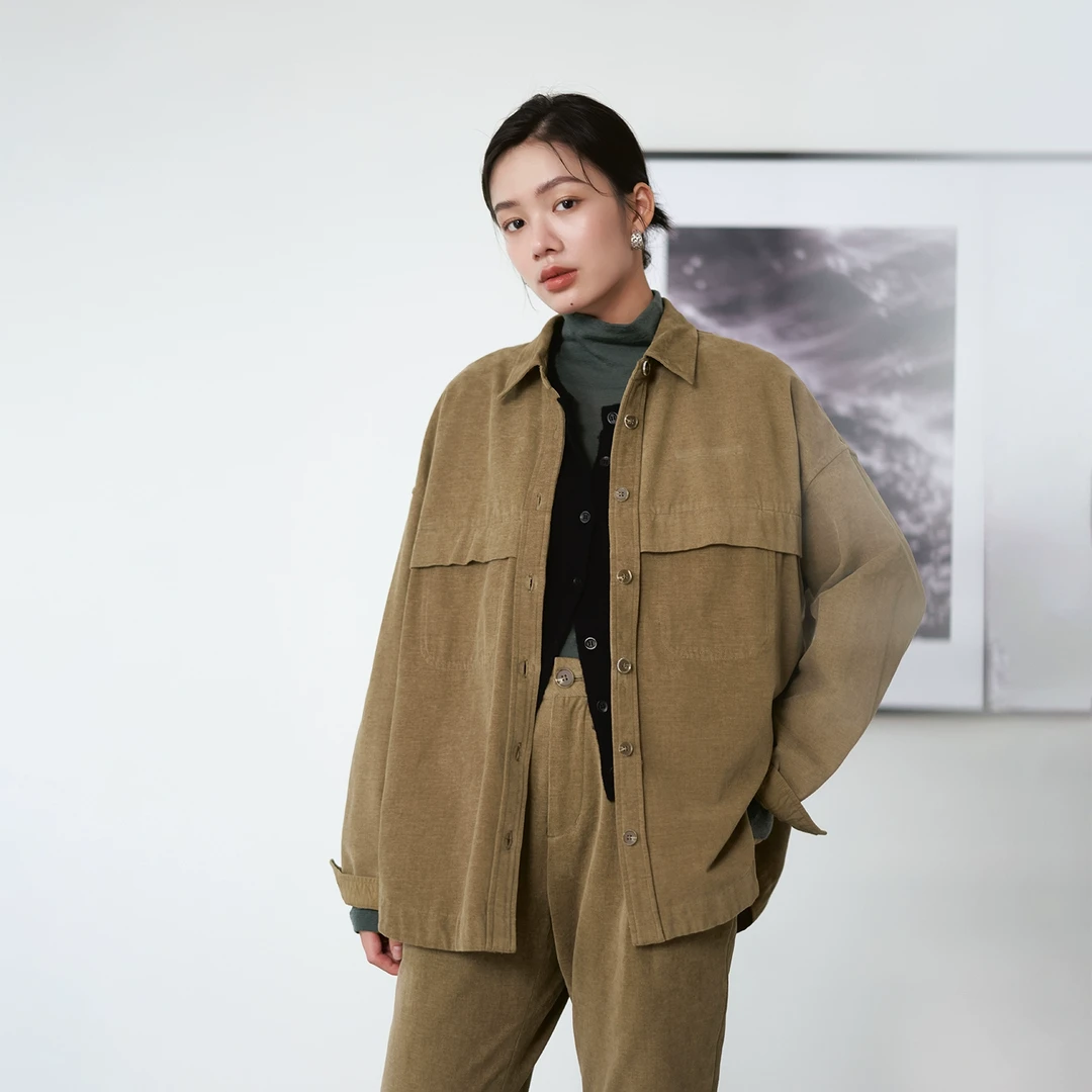 梭家｜模糊时空｜工装风帅气宽松全棉灯芯绒长袖衬衫百搭秋冬外套