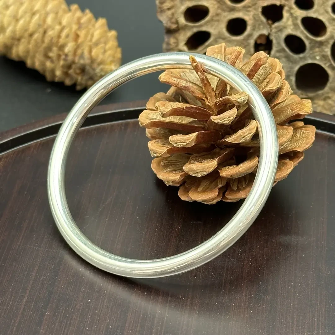 足银手镯 足银手镯 实心亮面素圈古法传承款百搭经典