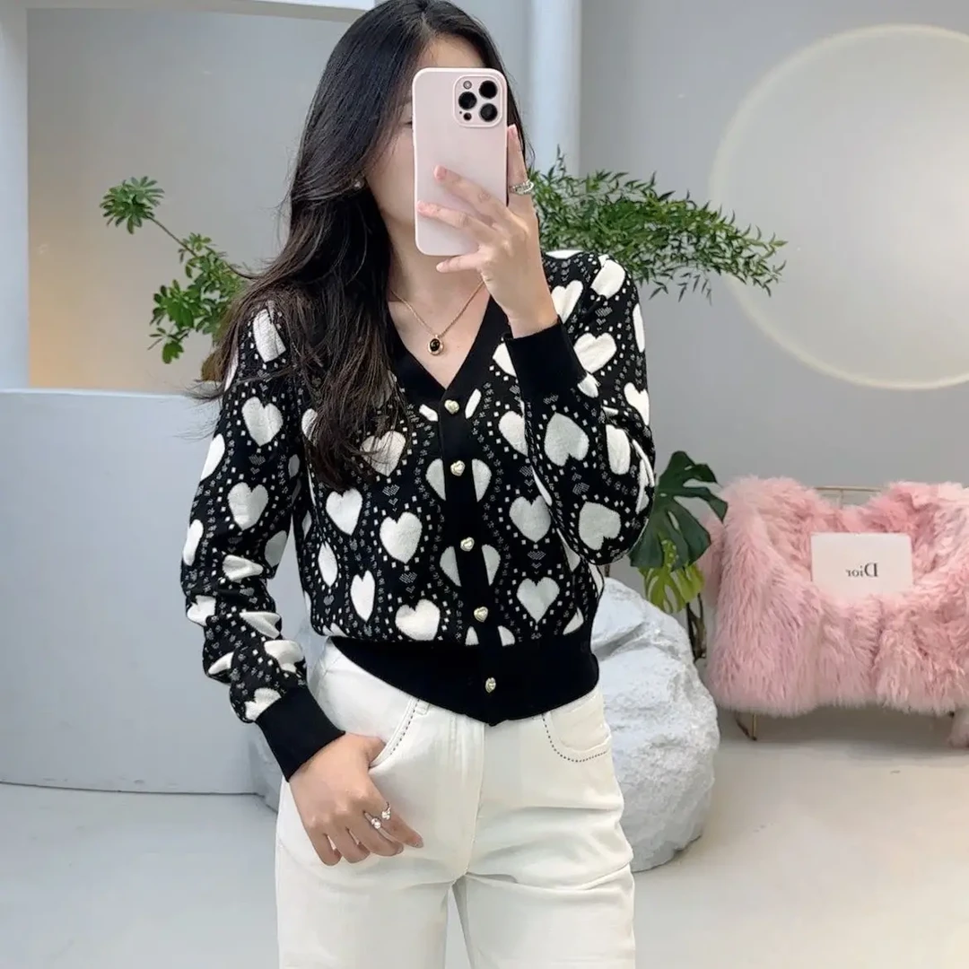 宽松型爱心常规女常规款毛针织衫气质针织衫小香风时