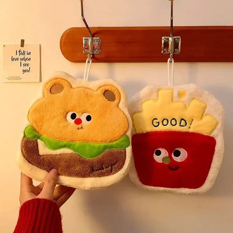 可爱手巾挂式卡通卫生间吸水不掉毛巾厨房抹布手帕家用抹手布加厚