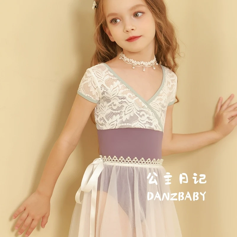 danzbaby儿童芭蕾舞练功服女艺考连体专业体操高胯形体舞蹈服BS13