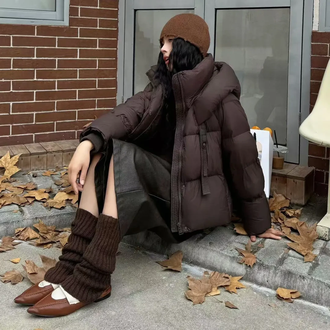 冬季短款连帽加厚保暖白鸭绒女士羽绒服显瘦百搭