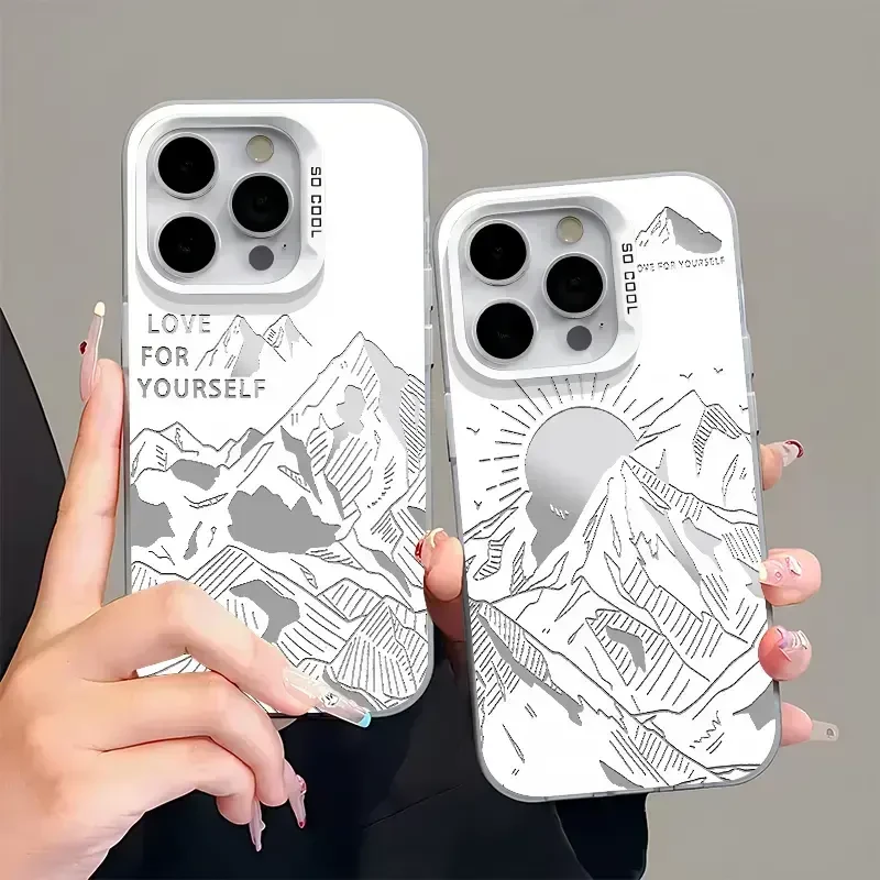 彩银日照金山适用苹果16promaxiPhone手机壳华为oppo小米vivo防摔
