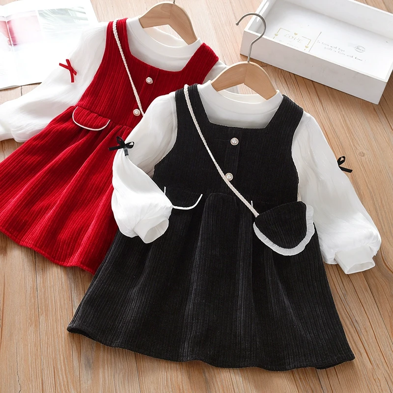 女童装时髦套装洋气连衣裙女孩儿童秋季公主裙春款周岁宝宝礼服裙