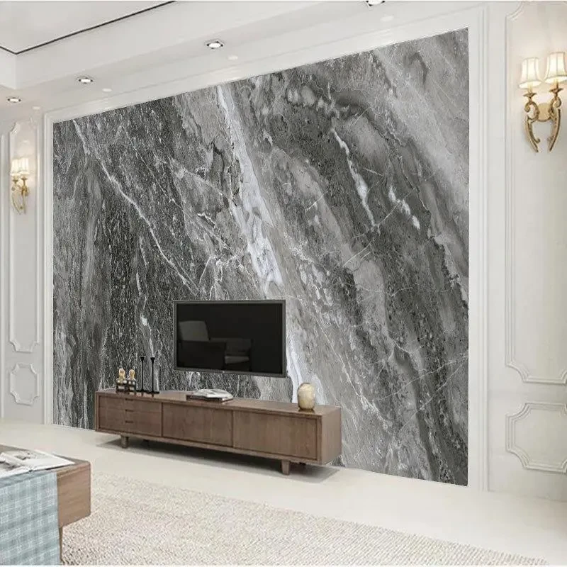 简约定制卧室3D纹理电视墙布墙壁背景灰色白色北欧纸大理石沙发