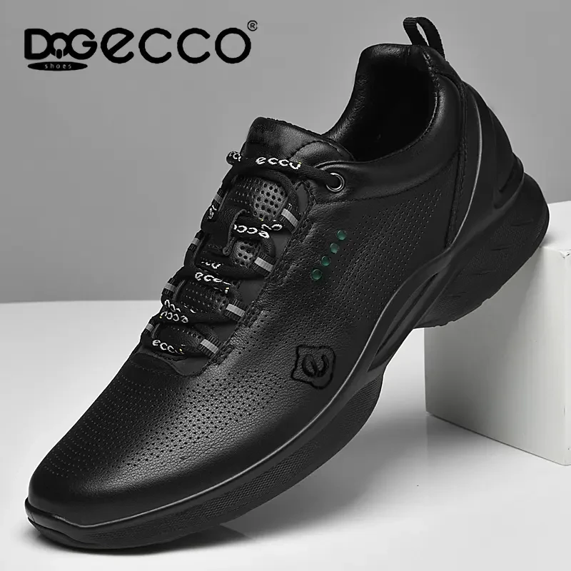 DQGECCO爱步特伦男鞋夏季运动鞋男士真皮透气休闲皮鞋打孔跑步鞋