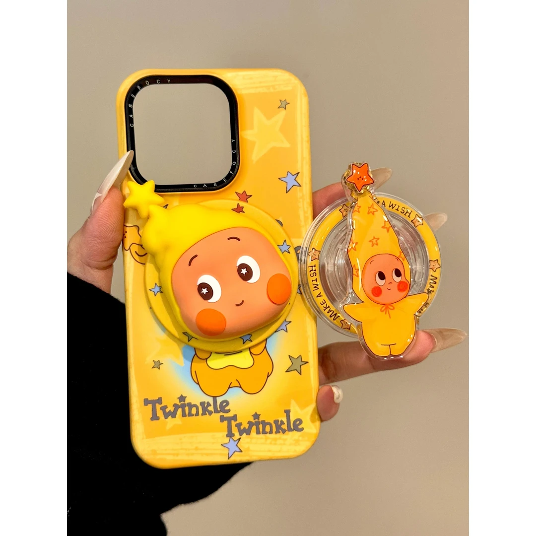 来一个带酱的外壳·卡通旋转明星大头萌星人磁力吸盘适用于Iphone