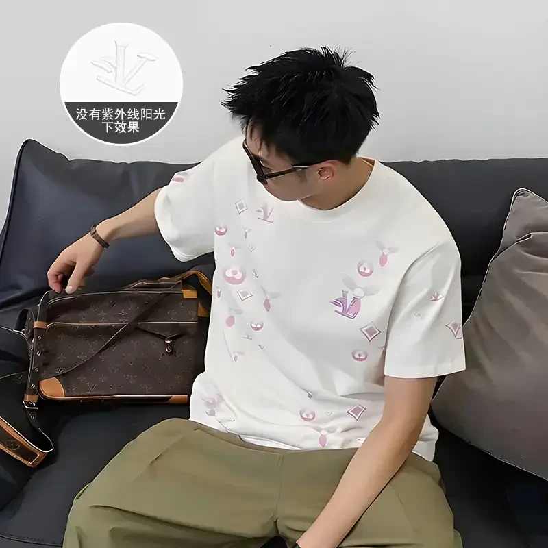 【轻奢男装-GDc】T1970夏季新款光感变色刺绣设计短袖潮流时尚百搭