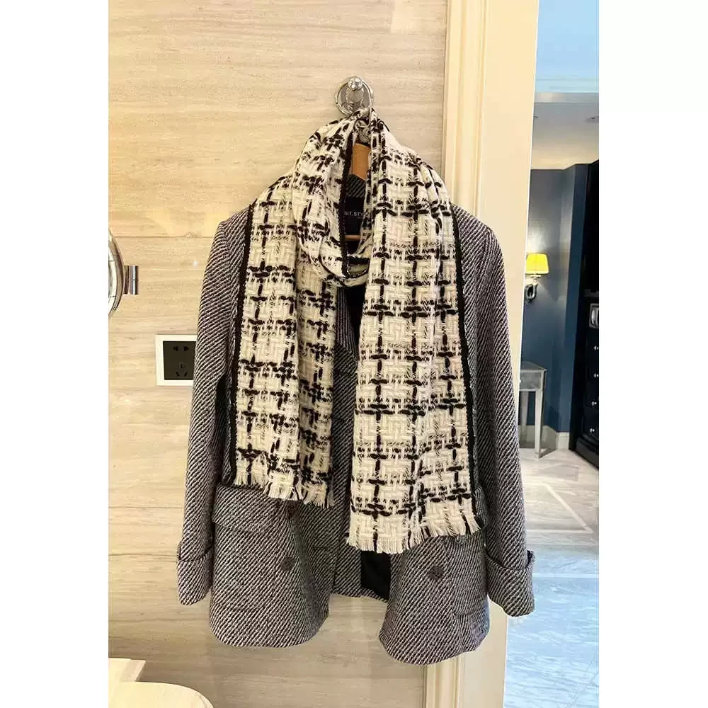 NINASOLORcoco风100山羊绒花纱编织网红保暖复古秋冬季围巾百搭