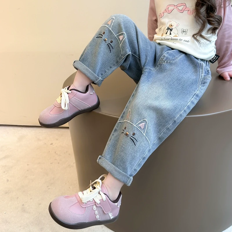 女童裤子春秋款2025新款春季儿童休闲萝卜裤女宝宝春装洋气牛仔裤