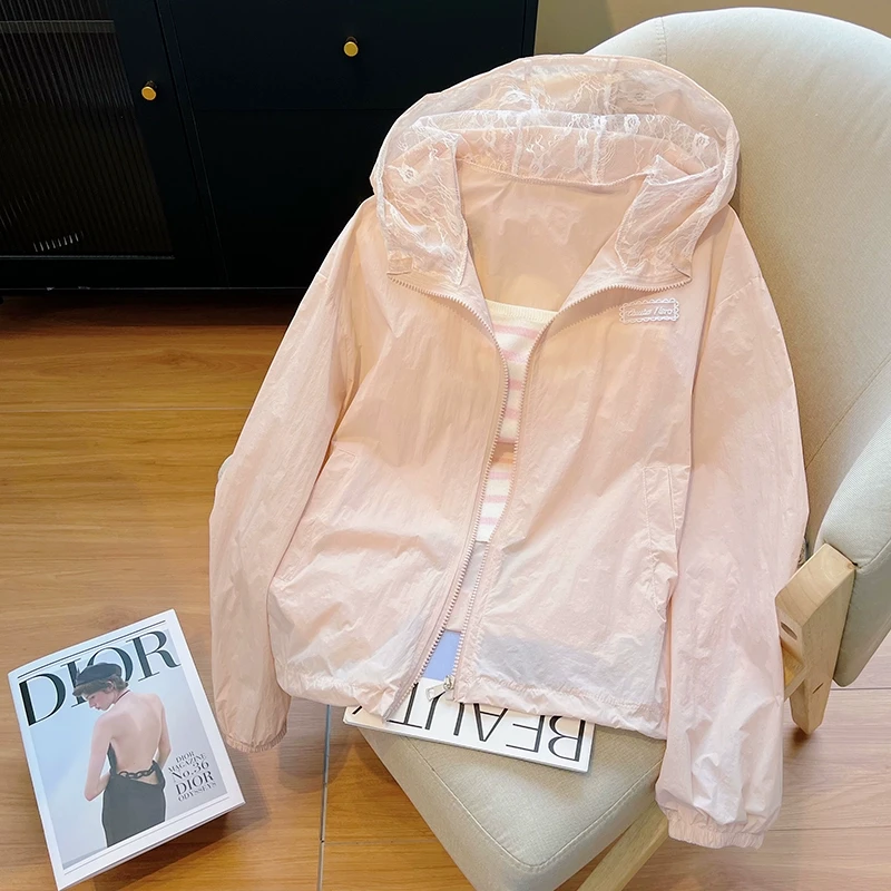 粉色甜美夏季防晒衣女2025新款小个子户外防紫线轻薄透气防晒外套