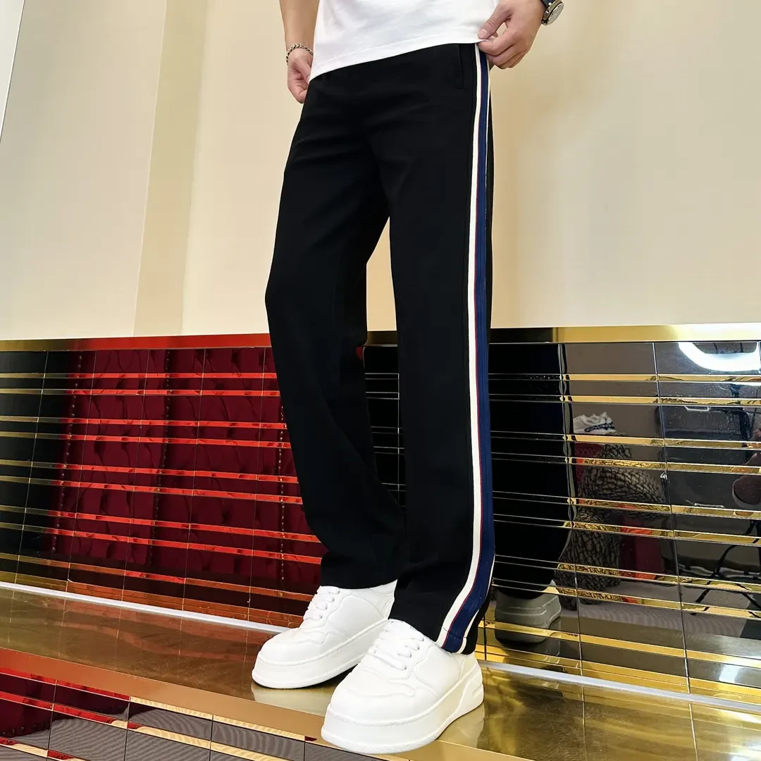 2025秋季男士织带休闲裤潮流百搭宽松时尚男款秋冬宽松直筒休闲裤