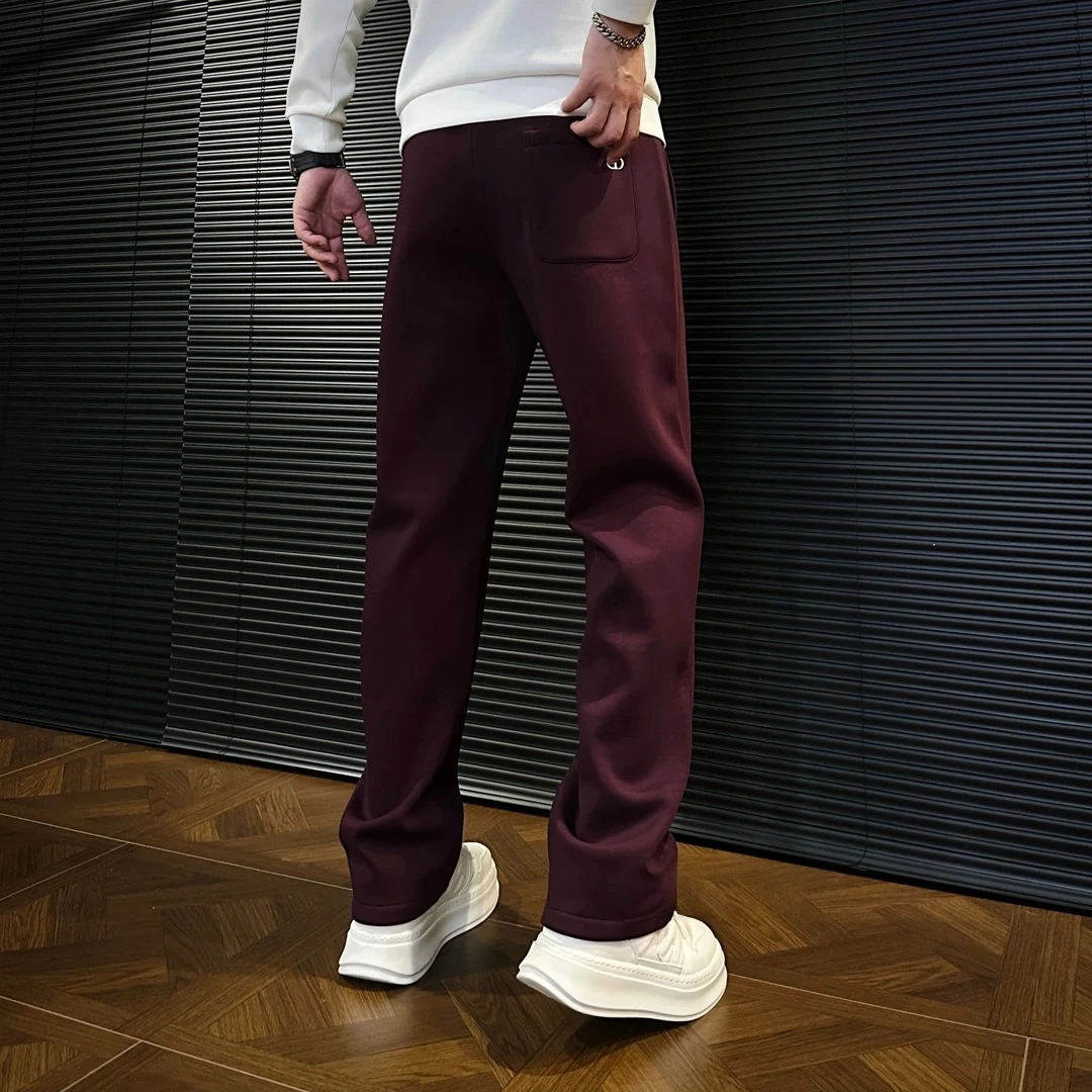 秋冬新款高端潮流男士直筒休闲裤亲肤加绒加厚挺阔男裤净版垂感男