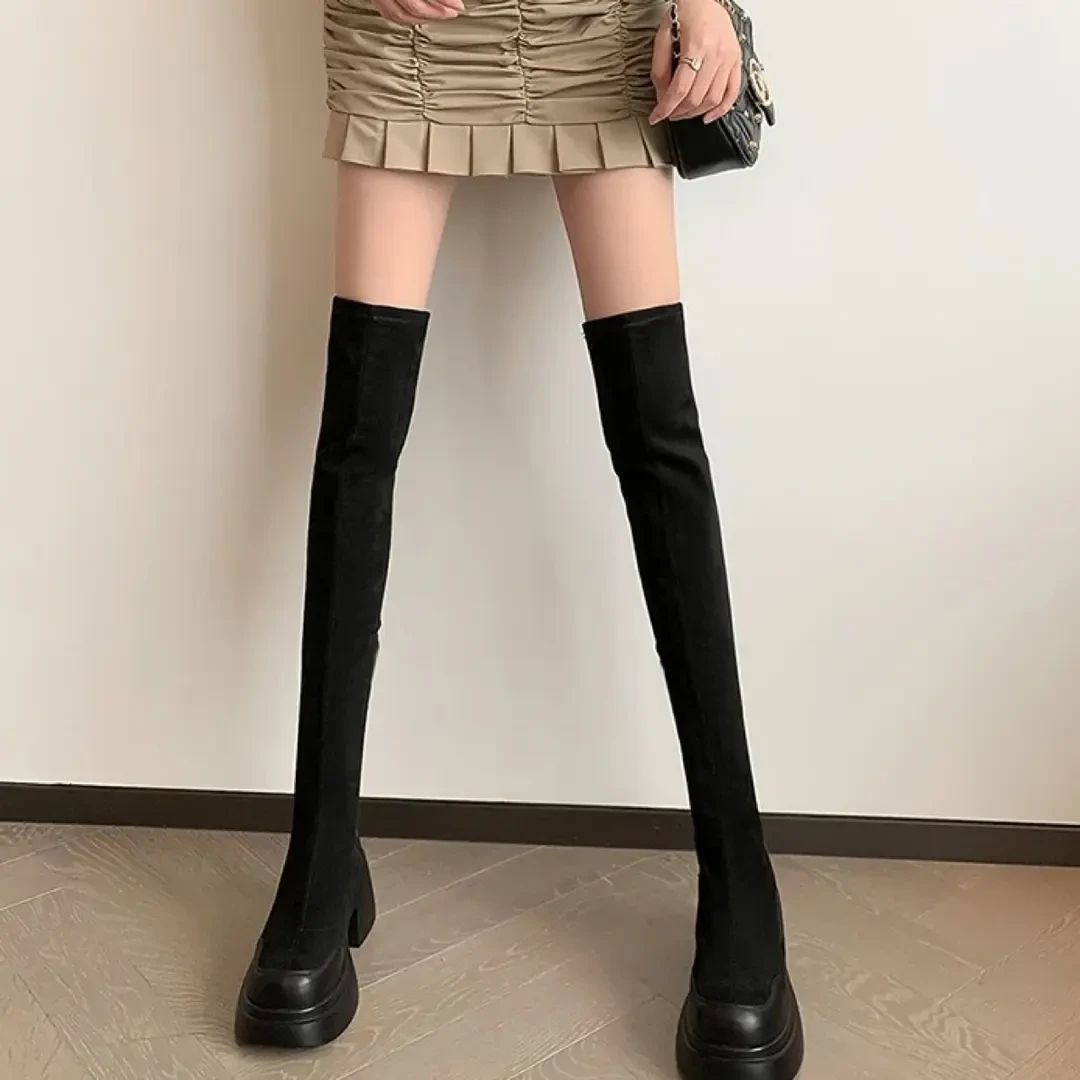 7cm增高厚底增高过膝长靴子女2025秋冬新款加绒弹力瘦瘦靴袜靴