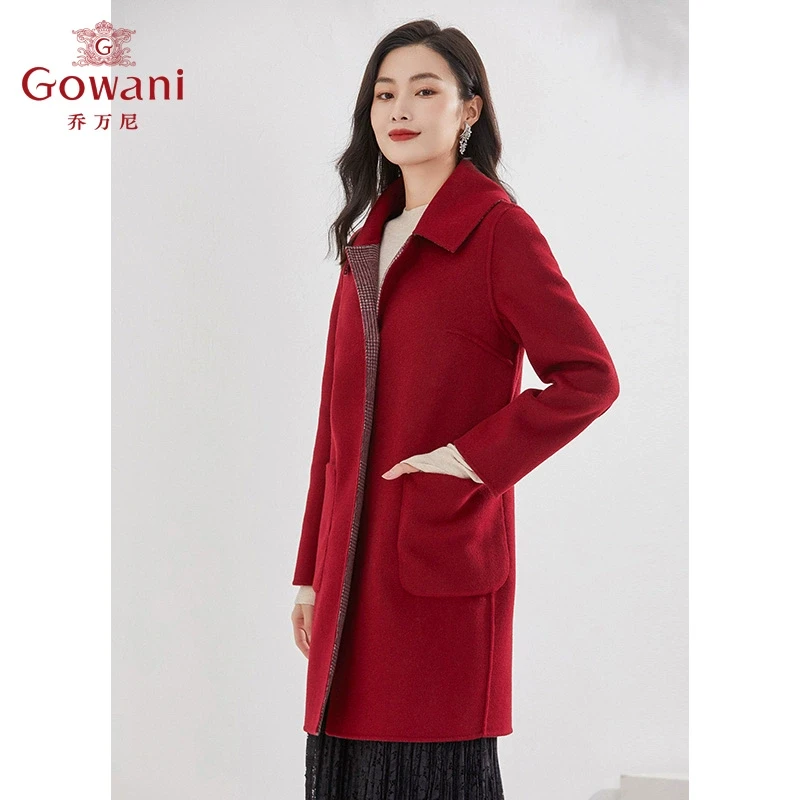 【100%绵羊毛】乔万尼新品双面呢大衣两面穿设计感EI4A536102