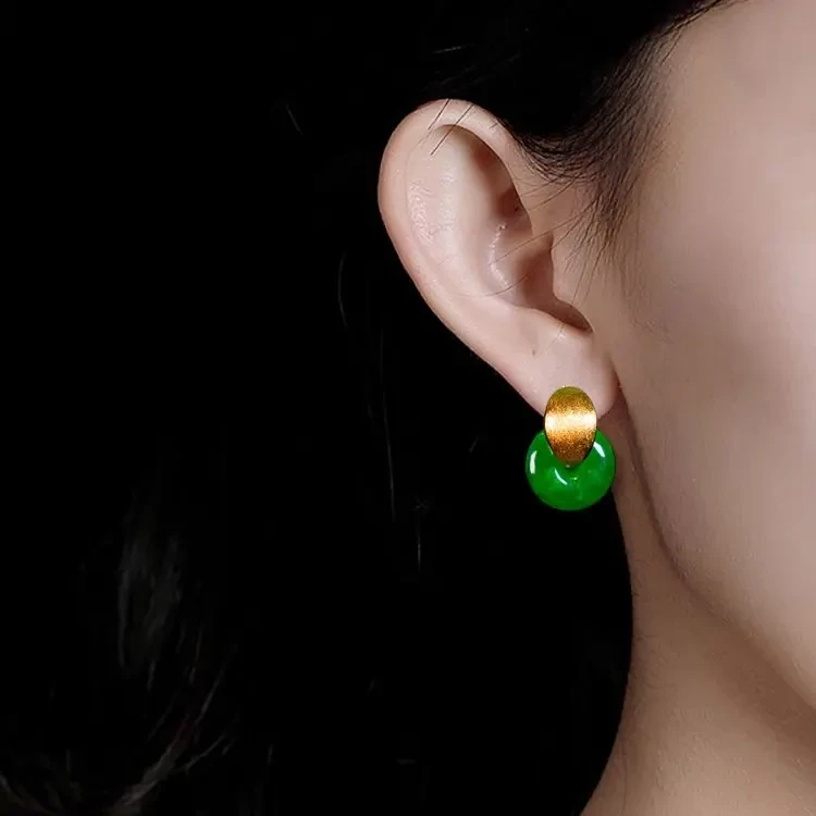 铜合金耳饰国风平安扣耳坠拉丝新中式女款大气配饰汉服旗袍古简约