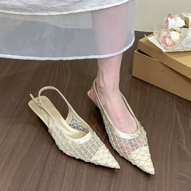 法式细跟镂空尖头包头凉鞋女鞋配裙子夏季2025新款百搭外穿凉拖鞋