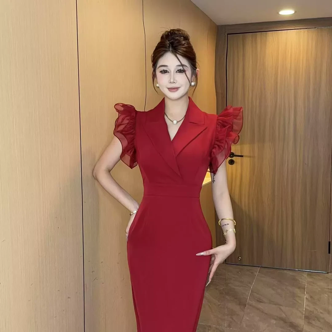 【MD原创·宵夜】2025夏季新款显瘦气质时尚收腰宴会修身长款连衣裙