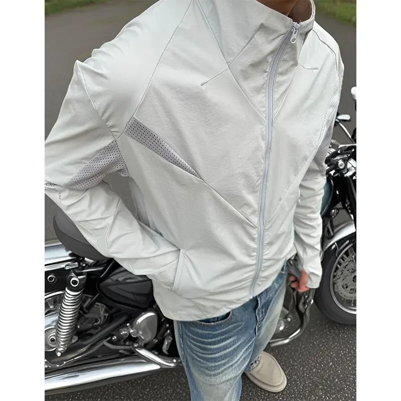 UPF50+网眼原纱防晒外套美式立领防晒衣男夏季休闲运动透气轻薄