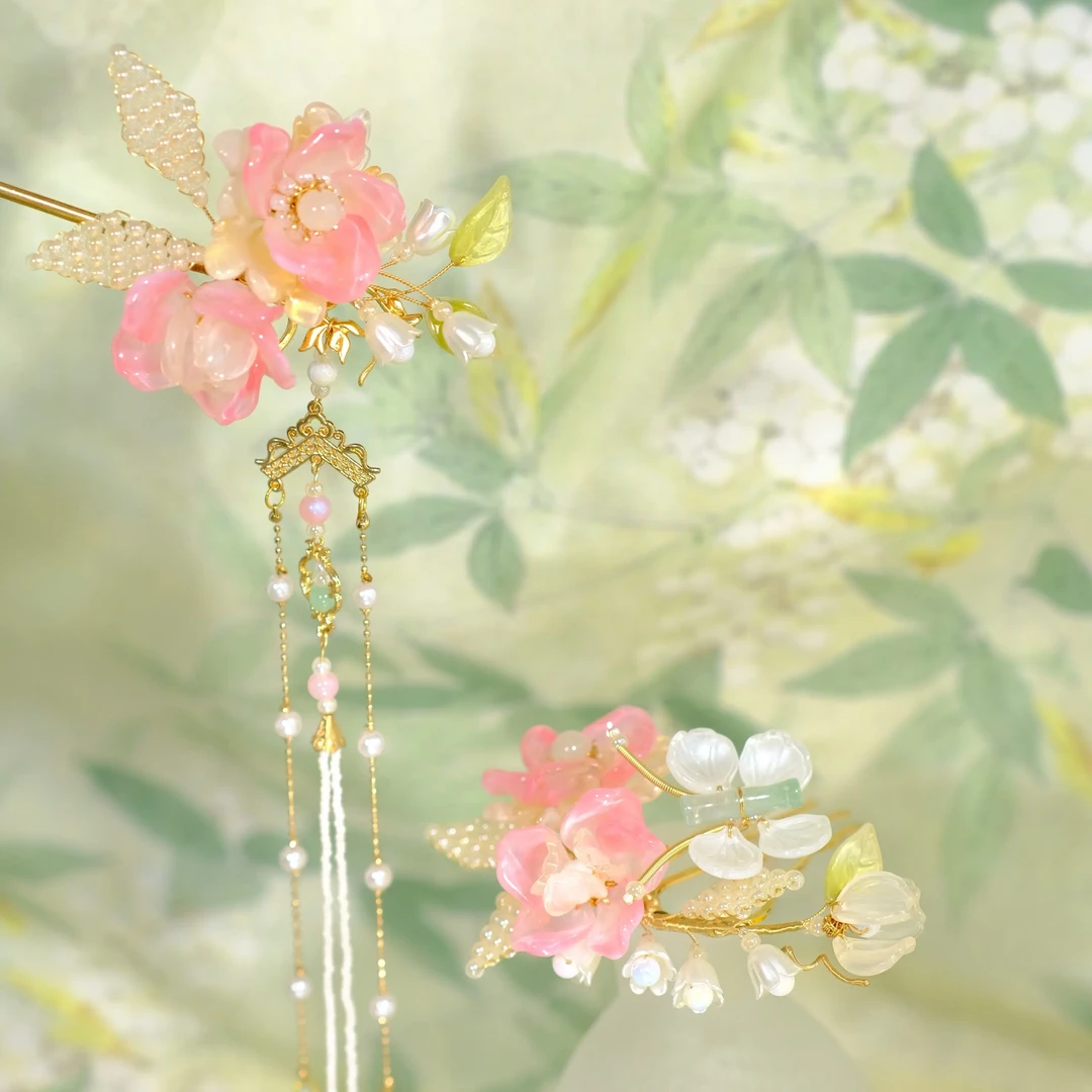 古风汉服头饰手工琉璃发夹超仙流苏步摇侧夹少女气质百搭配饰