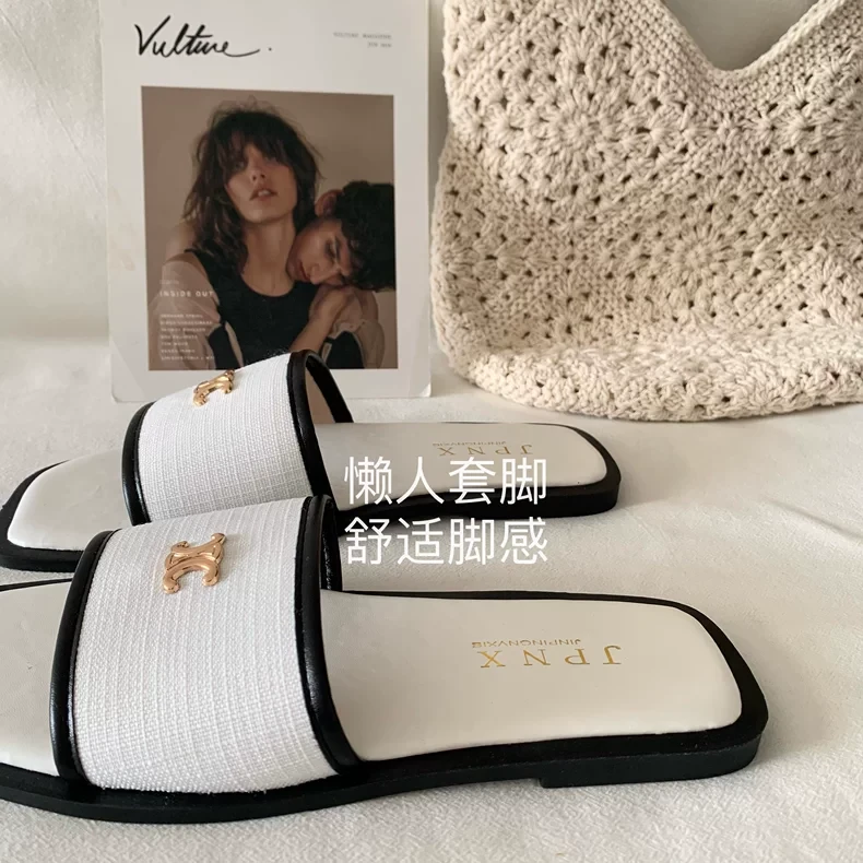 经典！优雅！低调奢华~INS法式巴黎显瘦外穿平底凉拖鞋女2025新款