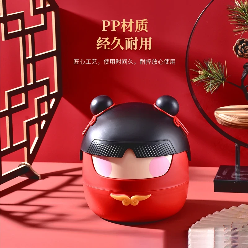 创意哪吒桌面垃圾桶可爱翻盖纸篓家用杂物整理收纳桶时尚卡通小巧