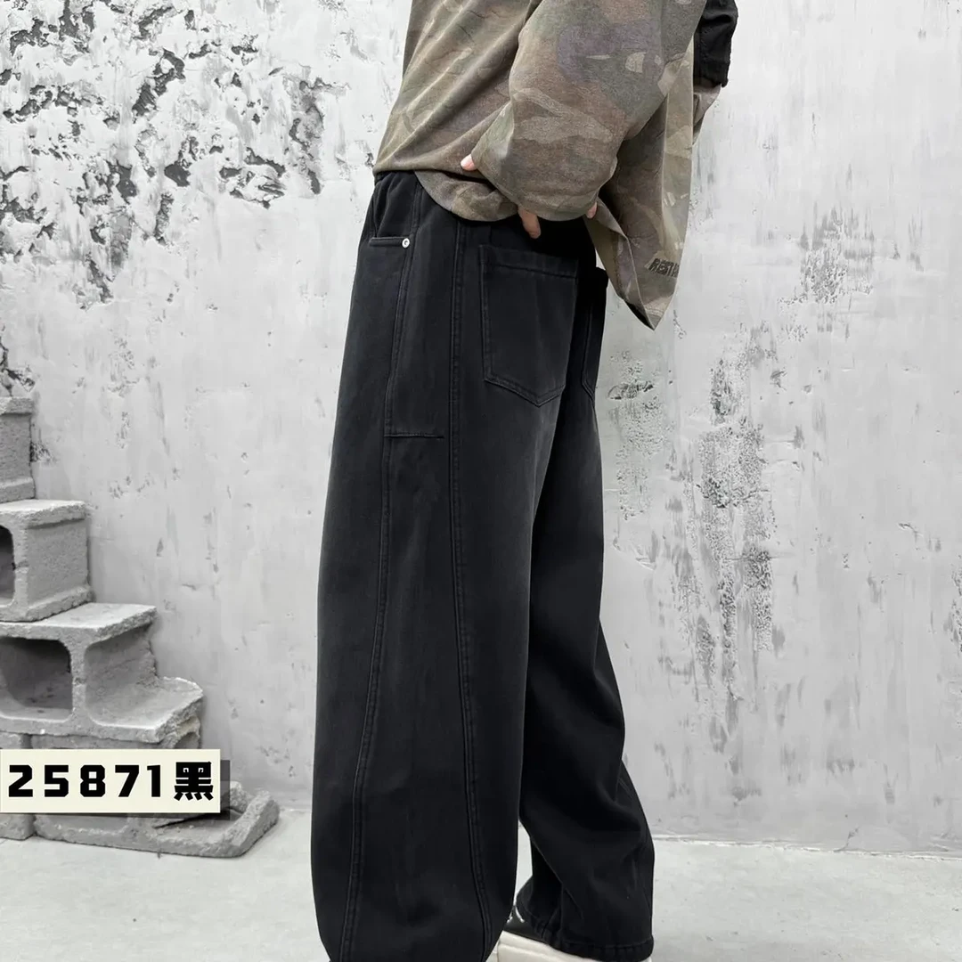 阔腿裤休闲水洗男休闲裤裤子秋季宽松做旧工装裤长裤