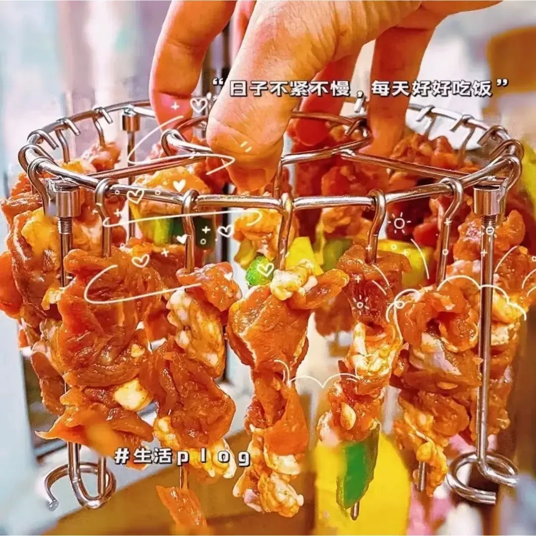 空气炸锅吊炉挂串架居家日用圆形空气炸锅专用烤肉架烧烤架立式