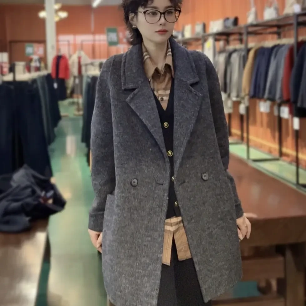 秋冬中长款韩版宽松双面时尚外套