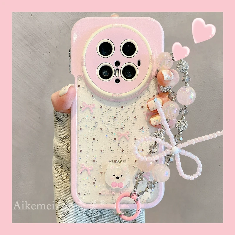 适用华为mate70pro+手机壳mate60pro波点蝴蝶结mate50pro立体狗狗