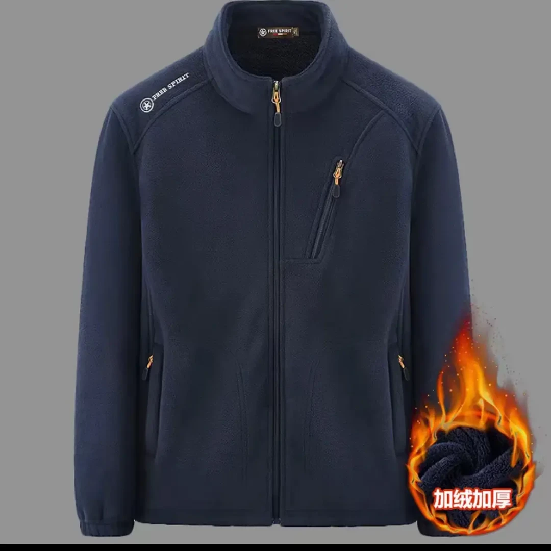 秋冬新品加绒加厚摇粒绒男士户外宽松抓绒外套