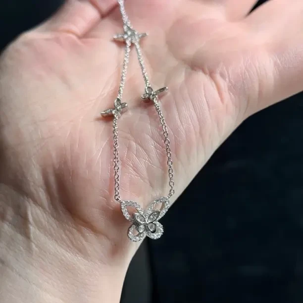 坠链均925银 五蝴蝶项链