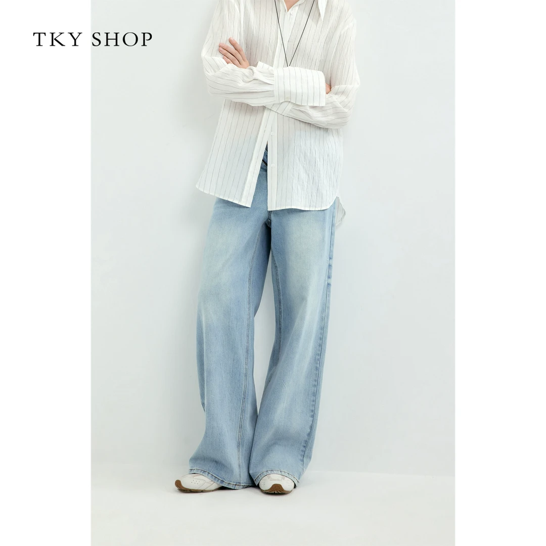 TKYSHOP直筒牛仔长裤女2025春阔腿裤10I1OA02A060