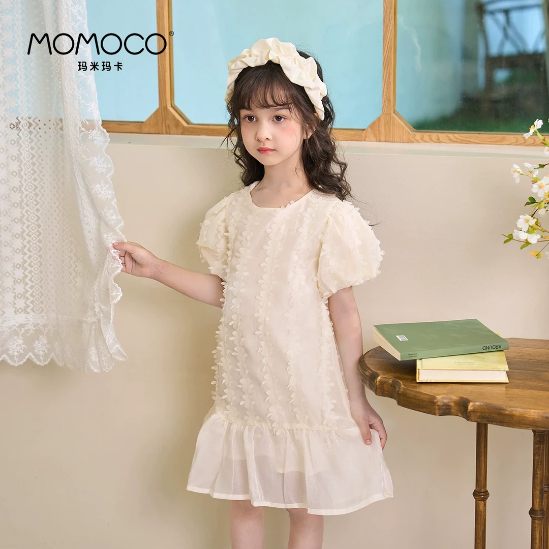 MOMOCO/玛米玛卡泡泡袖网纱女童连衣裙2025夏新款76630471021