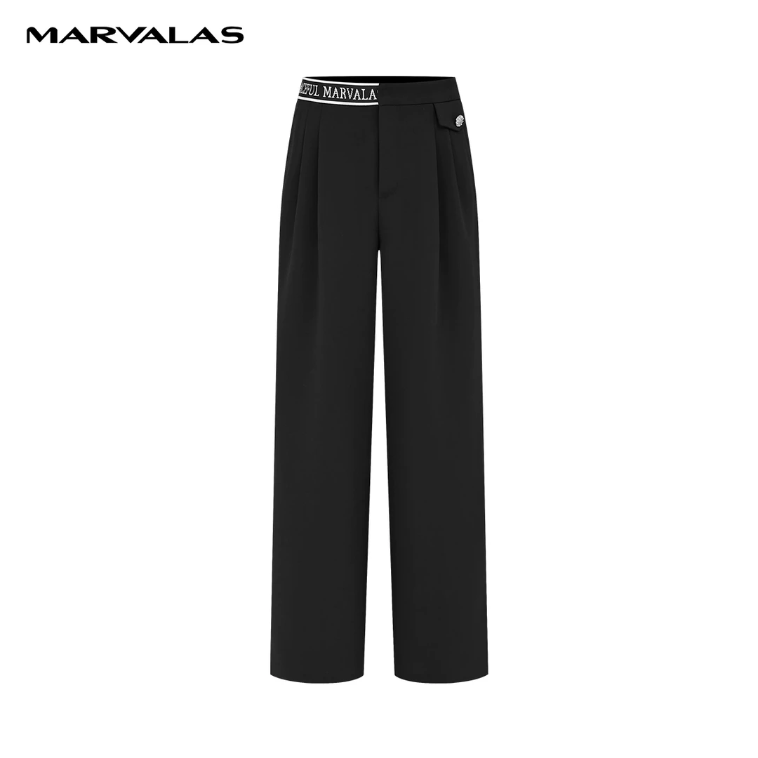 【商场同款】曼德诗纯色直筒裤春装新款高腰休闲长裤M102308005