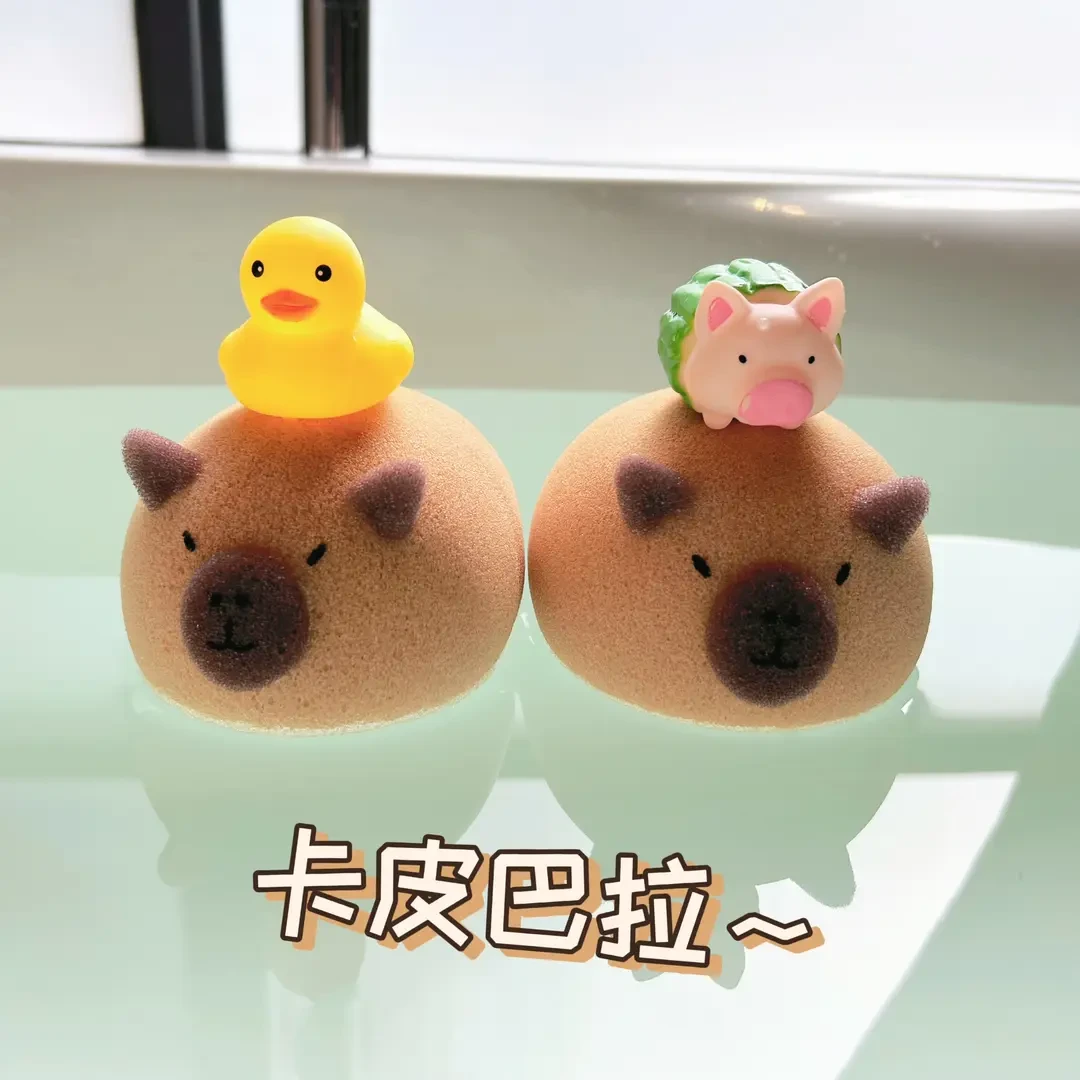 卡皮巴拉沐浴海绵球可爱洗澡洗脸清洁用具搓澡起泡不散超柔软海绵