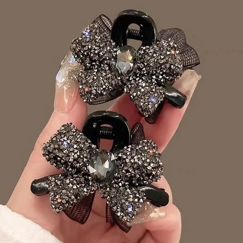 双面蝴蝶结小抓夹网纱小夹子头饰发夹女气质高级感侧边刘海夹顶夹