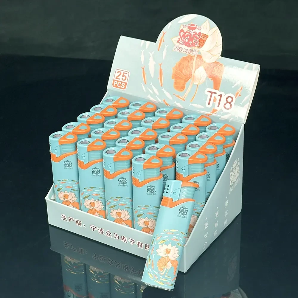 潮流铁壳电子点火耐用直冲防风家用高档耐温包纸单件可调打火器