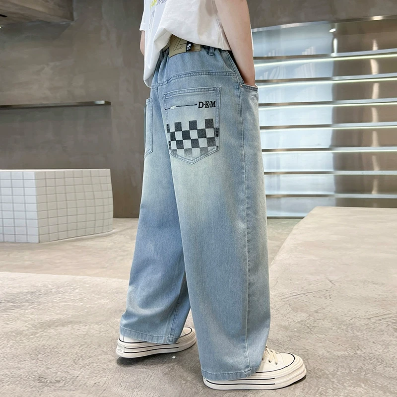 男童裤子夏装2025新款儿童夏款工装裤中大童男孩夏款休闲牛仔裤潮