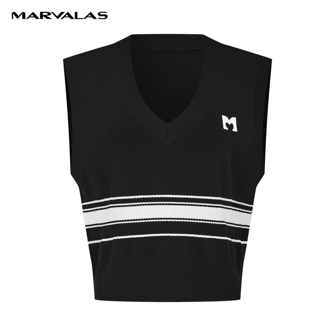 【商场同款】曼德诗条纹背心2024春装新款经典黑白撞色针织马甲女
