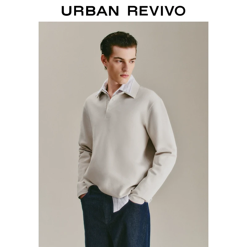 UR2025秋季新款男装时尚商务休闲百搭Polo领长袖T恤UMU450012