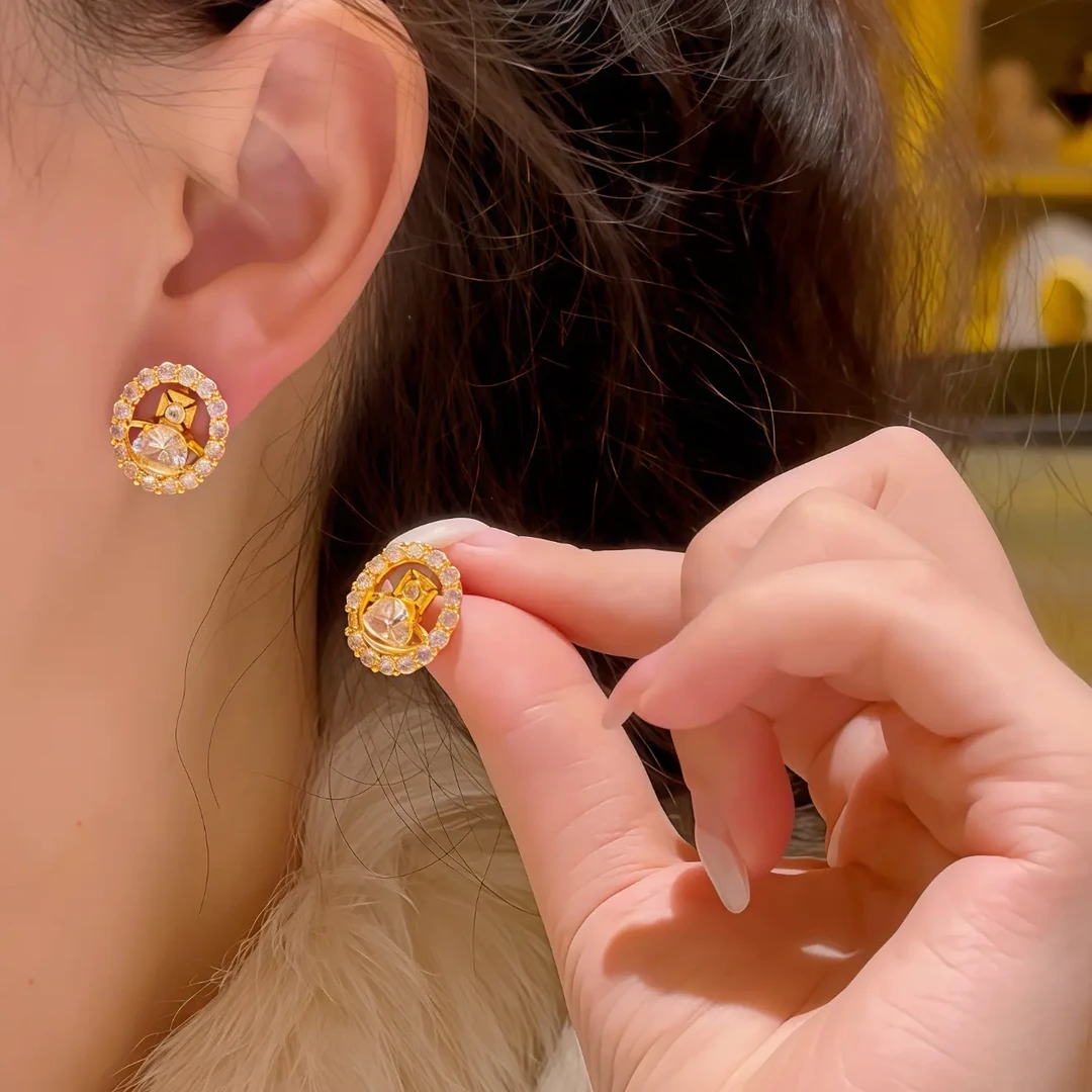 铜合金锆石耳饰 简约太阳花耳饰轻奢小众设计感气质百搭ins风