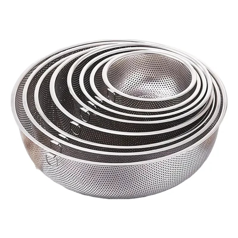 洗菜篮沥水果篮加厚不锈钢密孔篮家用洗米筛子淘米漏盆多用篮A227